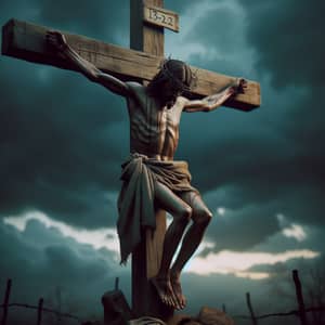 Emotional Depiction of Jesus on a Cross - Symbolizing Hope and Redemption