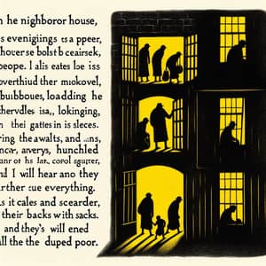 Mysterious Yellow House: Gates, Black Figure, Laughter