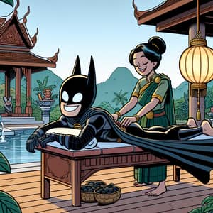 Batman Gets a Relaxing Thai Massage in Cartoon Style