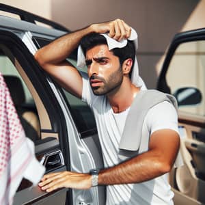 Saudi Man Opens Car in Scorching Heat