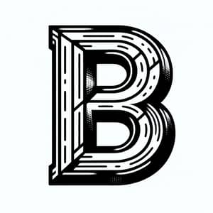 Elegant Black & White Capital Letter B Drawing