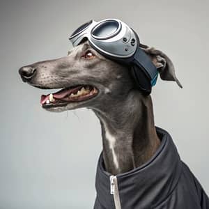 Greyhound Mascot in FPV Goggles for Exciting Events