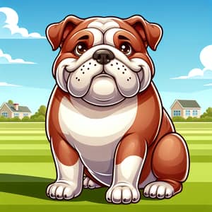 Friendly and Robust English Bulldog in Suburban Landscape