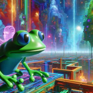 Explore a Vibrant Virtual Metaverse with a Cartoon Frog