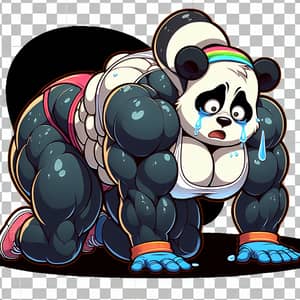 Muscular Cartoon Panda: Thirsty Bodybuilder Artwork