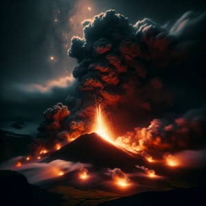 Dramatic Volcano Eruption at Midnight