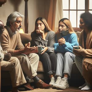 Heartwarming Scene of Diverse Friends Sharing Stories