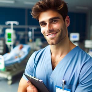 Handsome Male Nurse: Compassionate Care in Scrubs