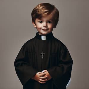 Traditional Catholic Priest Robes on Charming Little Boy