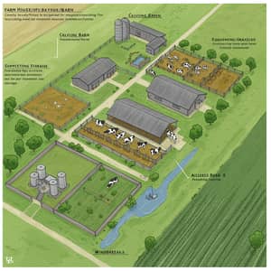 Comprehensive Farm Layout for Cattle Management