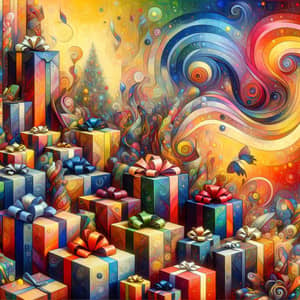 Whimsical Celebration: Vibrant Gifts and Abstract Art