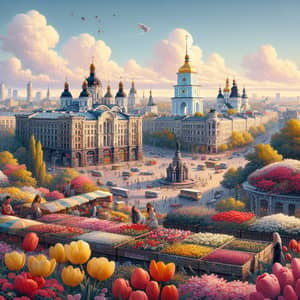 Iconic Kiev Landscapes with Lush Greenery and Vibrant Flowers