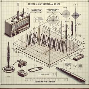 Mathematical Graph: Transmitter, Sine Wave with Phase Shift