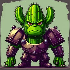 Cactus Warrior Cartoon Game Asset