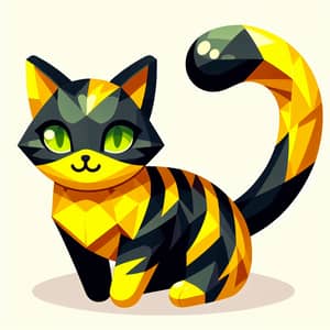 Playful Yellow and Black Cat 2D Drawing