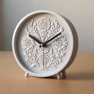 Modern Minimalist Table Clock with Floral Design