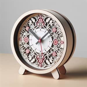 Modern Minimalist Table Clock with Russian Embroidery