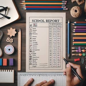 School Report with Math, Science & English Grades | Overall Grade Included