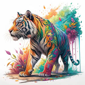 Vibrant Tiger Graffiti T-Shirt Art | High-Quality Design