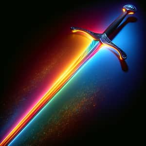 Vibrant Neon Rainbow Sword Art