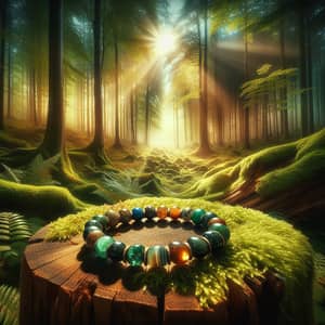 Natural Stone Bracelet in a Serene Forest