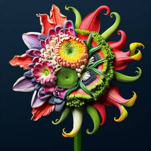 Vibrant Chimera Pressed Flower: Chrysanthemum, Amaryllis, Ranunculus