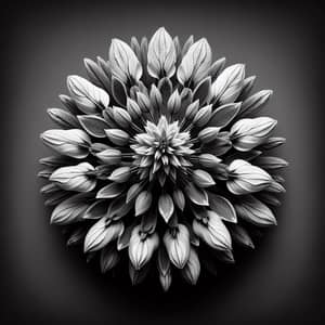 Monochrome Pressed Flower: Sunflower, Salvia, Lupinus Chimera