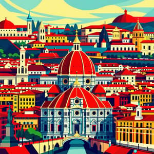 Vibrant Duomo di Firenze Graphic Design Illustration