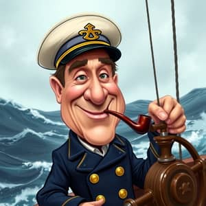 Humorous Boat Captain Caricature Art