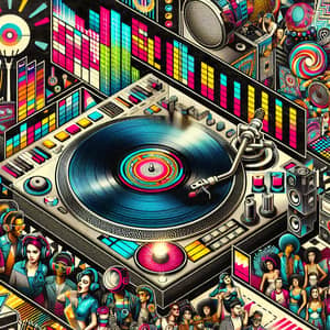 Vibrant Electronic Party Collage Art