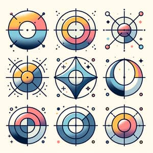 Geometric Shapes Illustration with Circle, Parabola, Hyperbola, and Ellipse