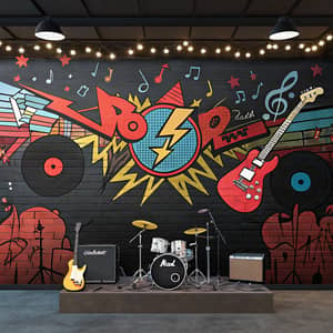 Rock and Roll Concert Stage Graffiti Art