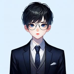 Sophisticated Teenage Boy - Business Attire & Glasses | 175 cm