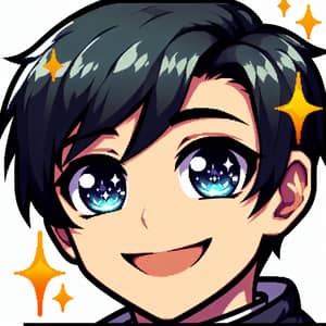 Boy with Black Hair Emoticon - Twitch Style Illustration