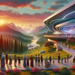 Futuristic Gym Building in Majestic Landscape