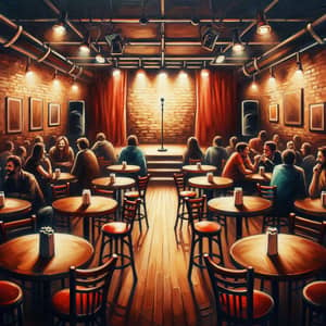 Underground Comedy Club Oil Painting | Unique Artwork