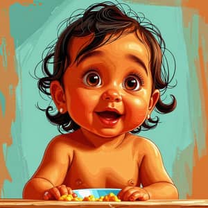 Amazed Baby & Snacks: 3D Cartoonish Delight