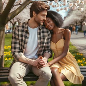 Sweet Couple sitting under Cherry Blossom Tree | Peaceful Park Scene