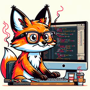 Anthropomorphized Fox Web Developer PNG Image