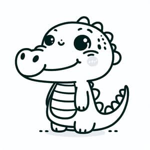 Cute Crocodile Coloring Page for 1-Year-Olds