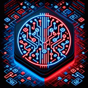 Neon Red & Blue Coding Icon Design