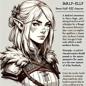 Stern Half-Elf Rogue Illustration | Striking Blonde Hair