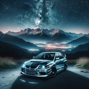 Mitsubishi Evo IV in Majestic Mountain Landscape