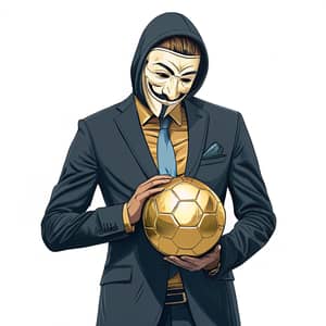 Masked Man with Golden Soccer Ball