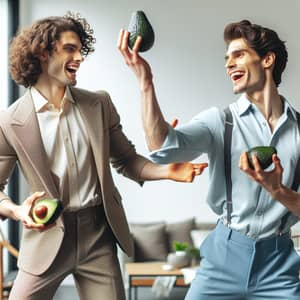 Playful Avocado Tossing in Modern Bright Room