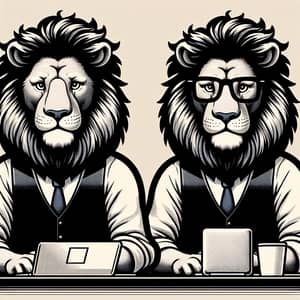 Shy Lion Software Developer Coding Illustration