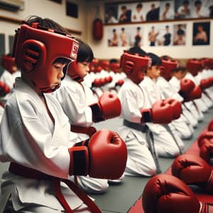 Children's Hand-to-Hand Combat Training in White Kimonos