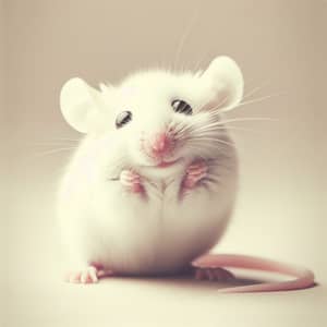 Adorable Vintage White Mouse Photo