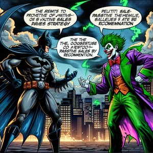 Joker and Batman engaged in a heated debate, Comic book