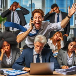 Energetic Caucasian Salesman Thriving in Office Environment